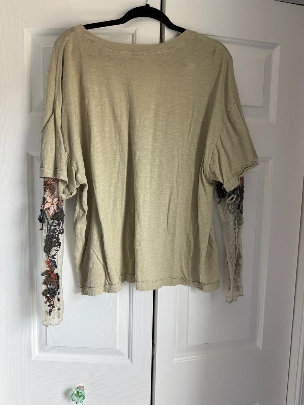 Free People Lace Sleeve Green Women’s Top